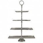 3524-RECT. 4 TIER HAMMERED FRUIT OR CUP CAKE STAND